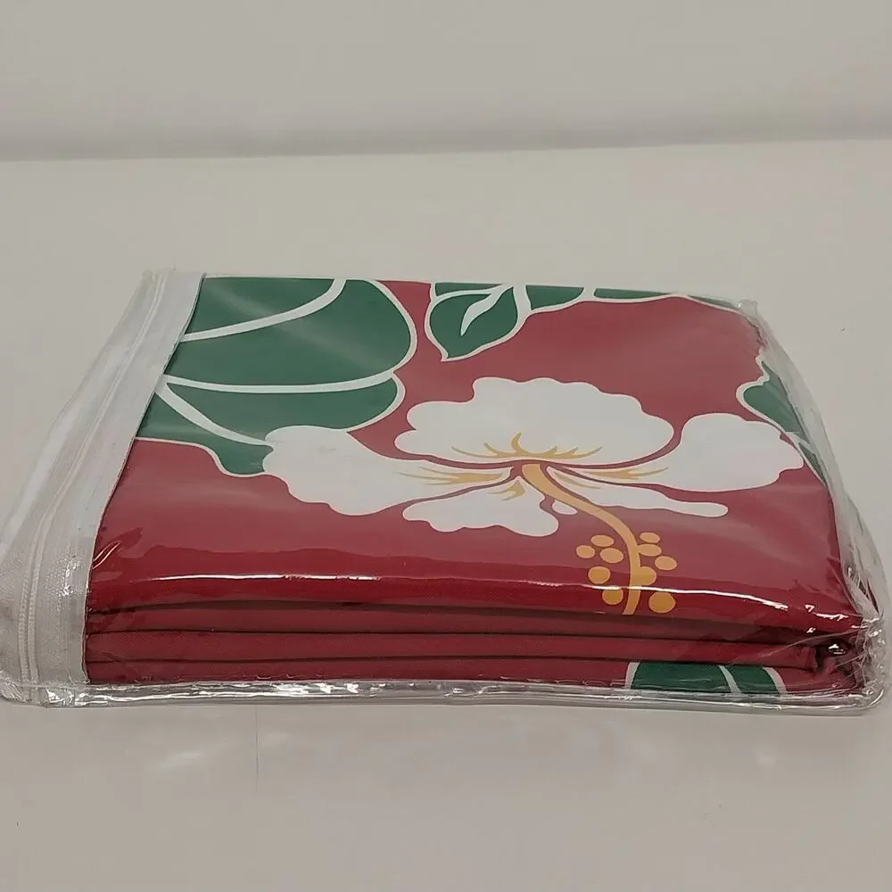 Kauhale Living Hawaiian Hibiscus Floral Tablecloth Red Green White 60